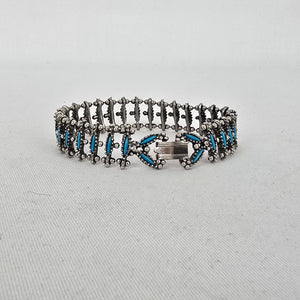 Southwestern Style Silver Tone Turquoise Look Panel Bracelet