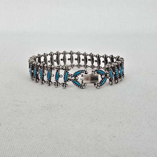 Southwestern Style Silver Tone Turquoise Look Panel Bracelet