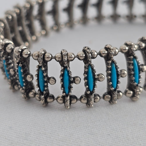 Southwestern Style Silver Tone Turquoise Look Panel Bracelet