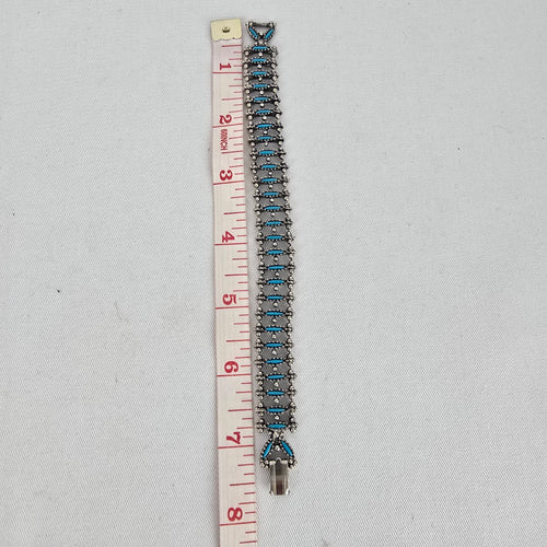 Southwestern Style Silver Tone Turquoise Look Panel Bracelet