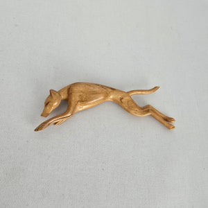 Vintage Longcor Line Carved Wood Greyhound Dog Brooch