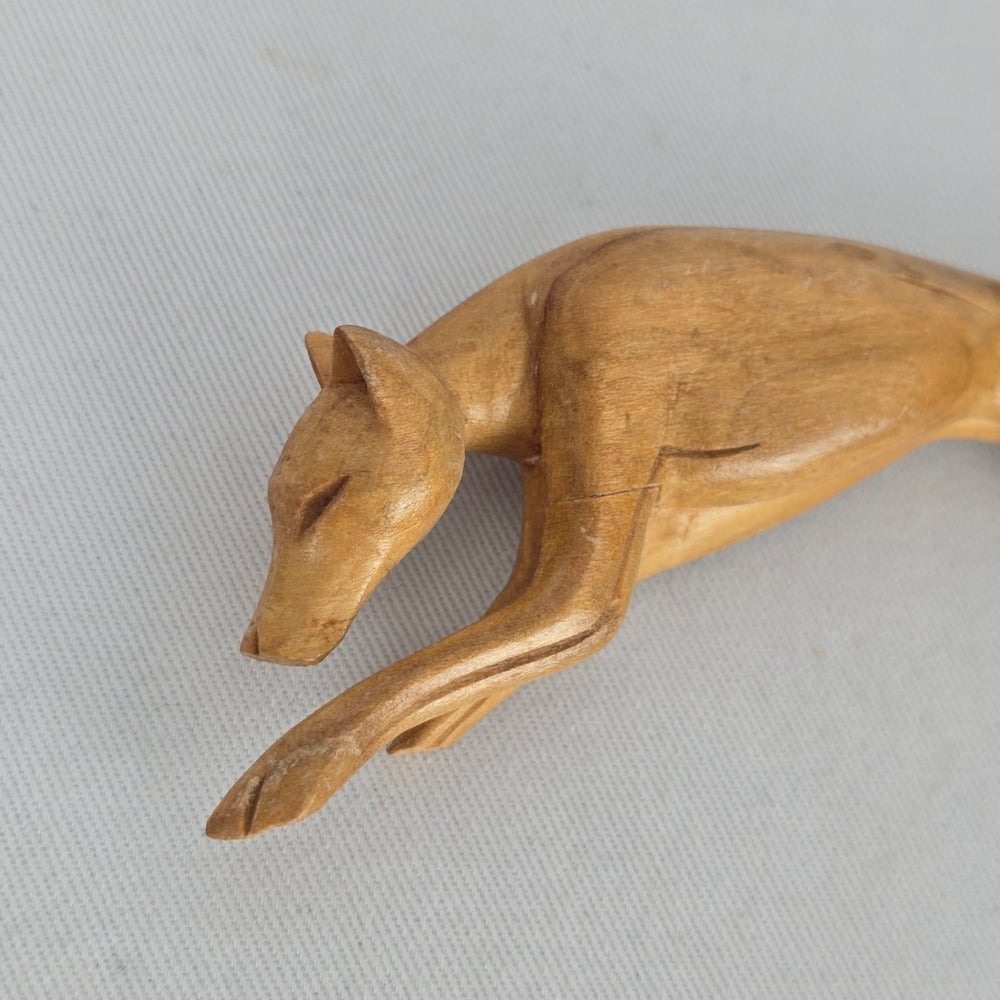 Vintage Longcor Line Carved Wood Greyhound Dog Brooch