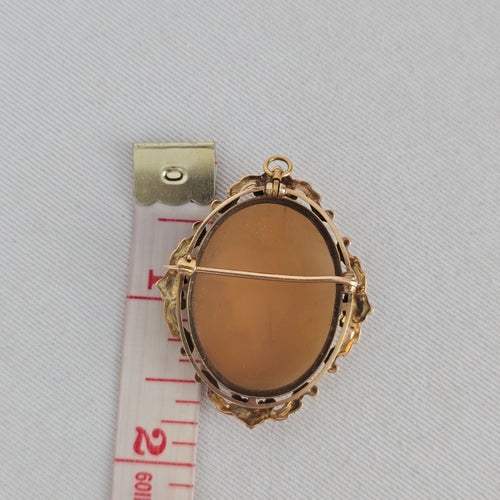 Antique Victorian 10K Solid Gold Carved Shell Cameo Brooch Pendant – Goddess Flora