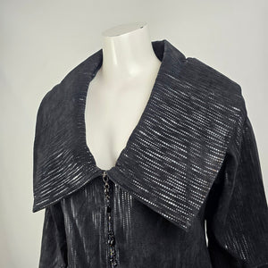 Guillaume Black Leather Textured Zip UP Jacket Size M