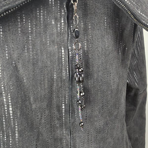 Guillaume Black Leather Textured Zip UP Jacket Size M