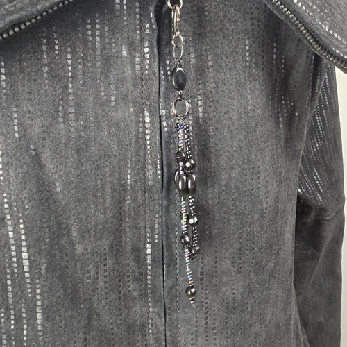 Guillaume Black Leather Textured Zip UP Jacket Size M