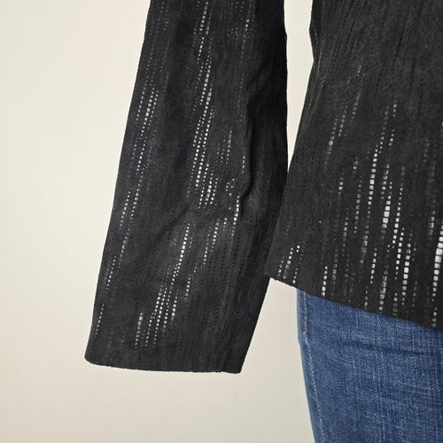 Guillaume Black Leather Textured Zip UP Jacket Size M