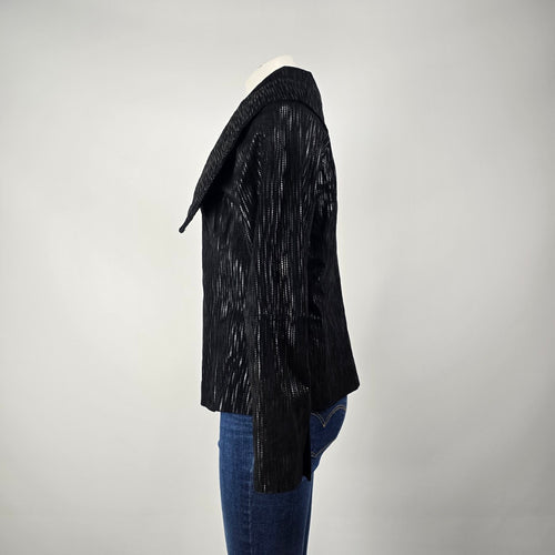 Guillaume Black Leather Textured Zip UP Jacket Size M