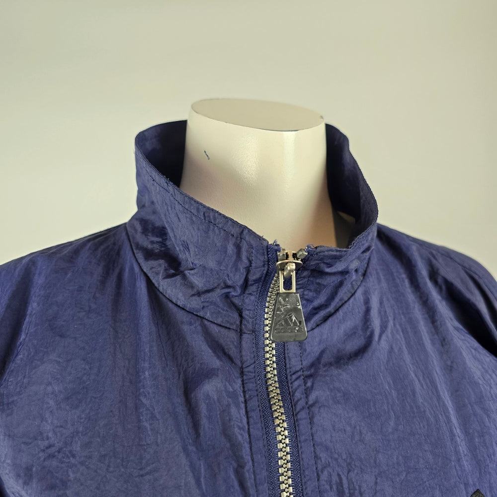 Vintage 90s Adidas Navy White Striped Windbreaker Jacket Size L