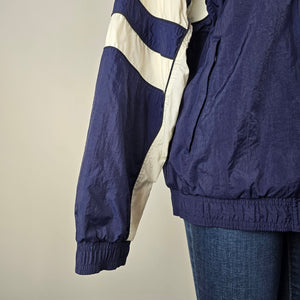 Vintage 90s Adidas Navy White Striped Windbreaker Jacket Size L