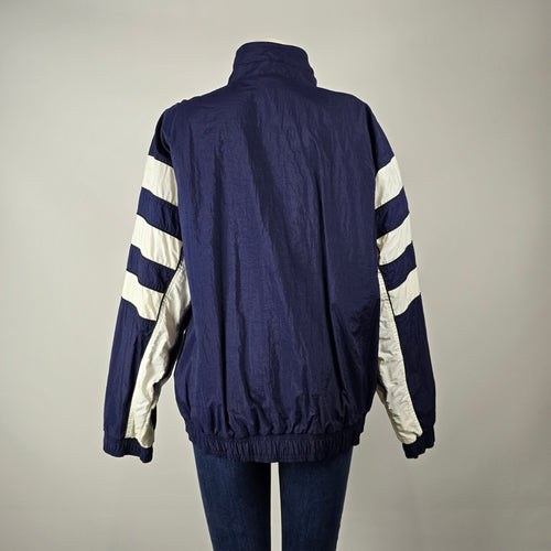 Vintage 90s Adidas Navy White Striped Windbreaker Jacket Size L