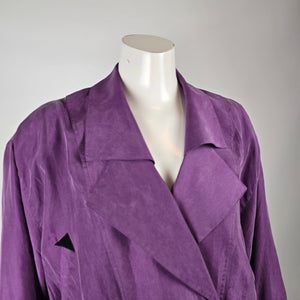 Vintage Purple Silk Bomber Jacket – 100% Silk Cropped Lightweight Jacket Size L