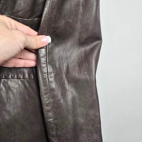 SKOTTS Brown Leather Jacket Size M – Fitted Zip Front Leather Coat