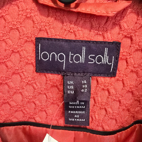 Long Tall Sally Coral Textured Moto Jacket Size US 10