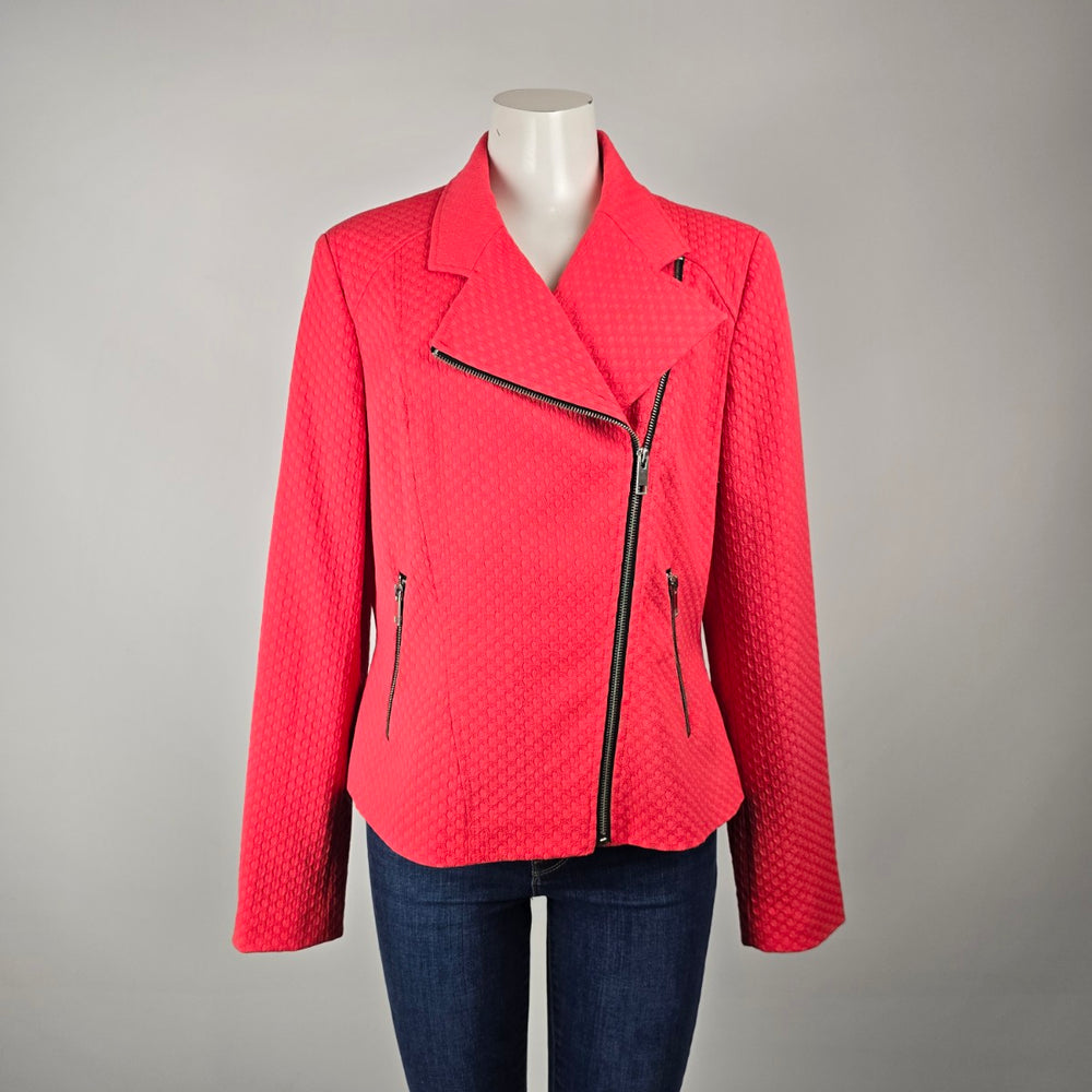 Long Tall Sally Coral Textured Moto Jacket Size US 10