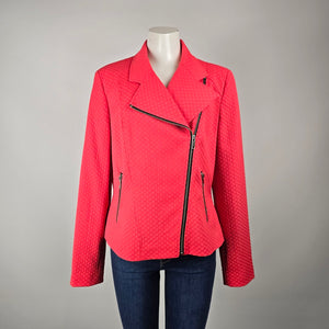 Long Tall Sally Coral Textured Moto Jacket Size US 10