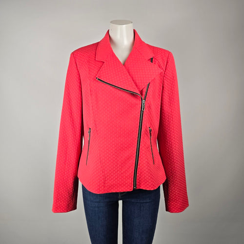 Long Tall Sally Coral Textured Moto Jacket Size US 10