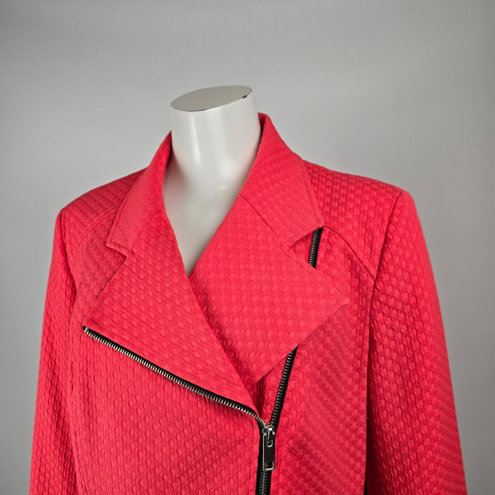 Long Tall Sally Coral Textured Moto Jacket Size US 10