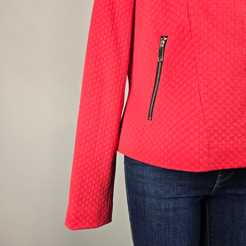 Long Tall Sally Coral Textured Moto Jacket Size US 10