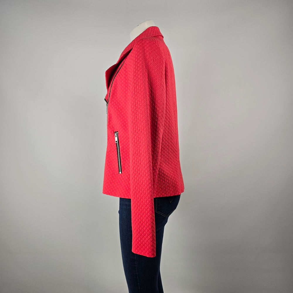 Long Tall Sally Coral Textured Moto Jacket Size US 10