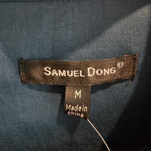 Samuel Dong Teal Cropped Jacket Size M – Short Sleeve Statement Collar