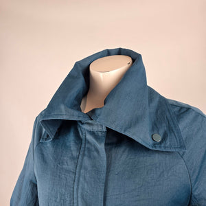 Samuel Dong Teal Cropped Jacket Size M – Short Sleeve Statement Collar