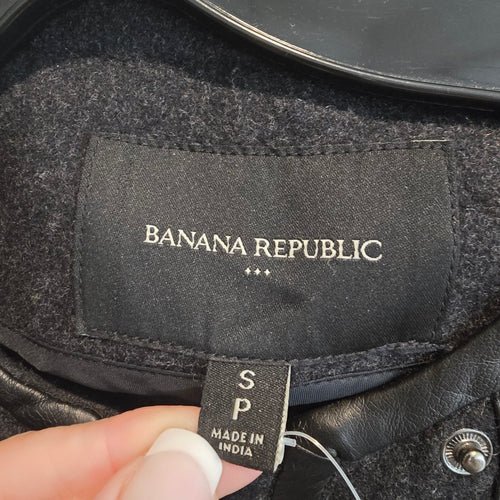 Banana Republic Black Wool Blend Hooded Cape Coat Size S