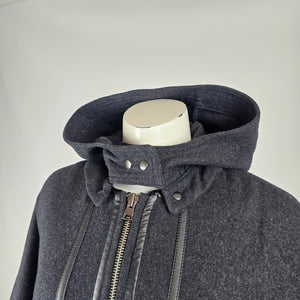 Banana Republic Black Wool Blend Hooded Cape Coat Size S