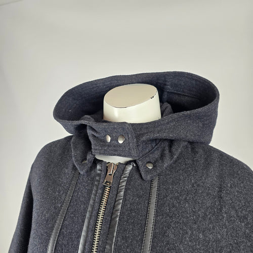 Banana Republic Black Wool Blend Hooded Cape Coat Size S