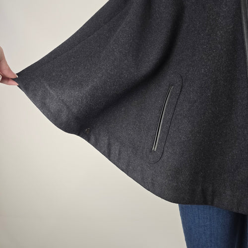 Banana Republic Black Wool Blend Hooded Cape Coat Size S