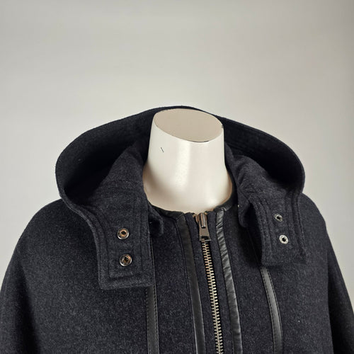 Banana Republic Black Wool Blend Hooded Cape Coat Size S