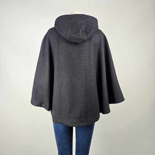 Banana Republic Black Wool Blend Hooded Cape Coat Size S