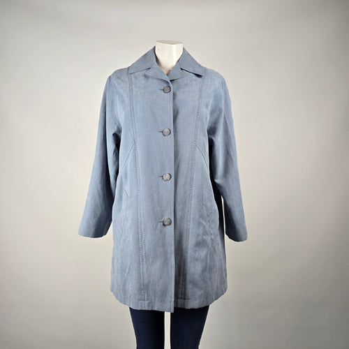 Vintage Marcona Blue Faux Suede Coat Size L – Button Front Jacket