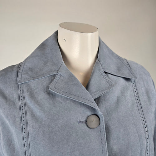 Vintage Marcona Blue Faux Suede Coat Size L – Button Front Jacket