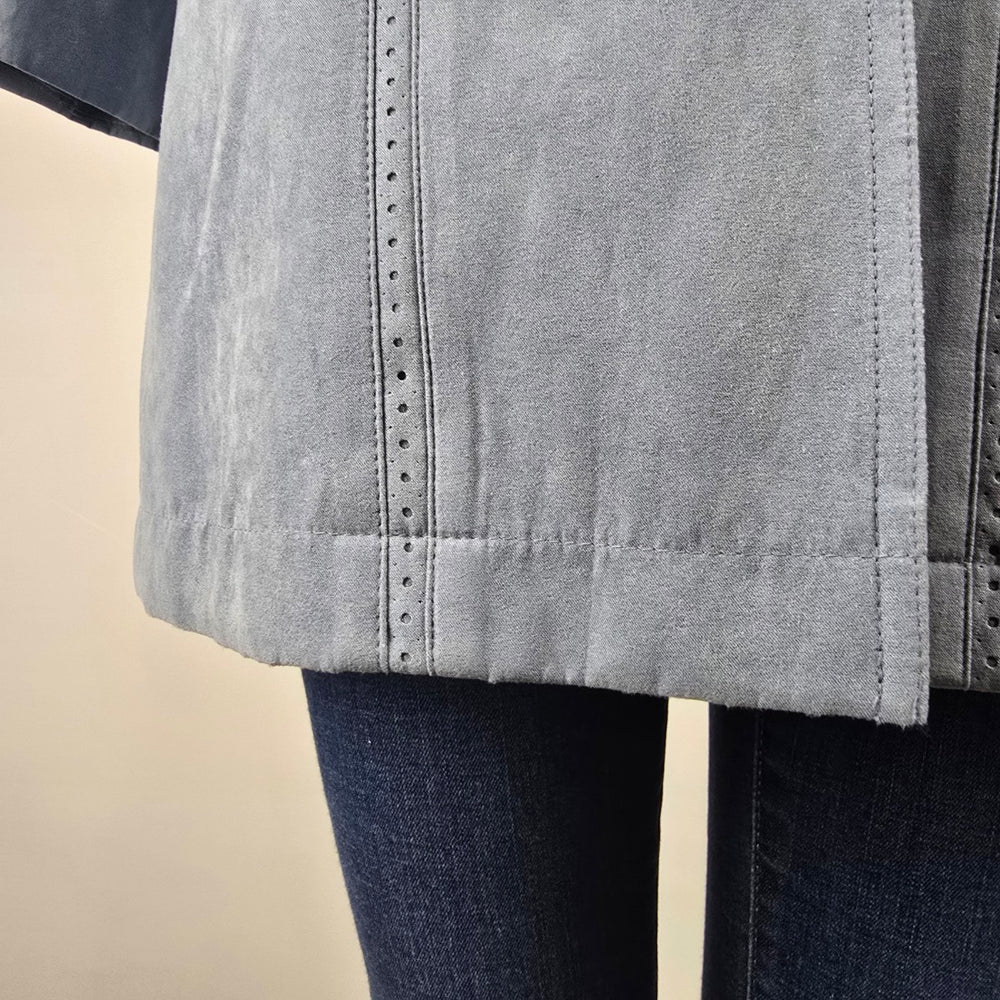 Vintage Marcona Blue Faux Suede Coat Size L – Button Front Jacket