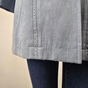 Vintage Marcona Blue Faux Suede Coat Size L – Button Front Jacket