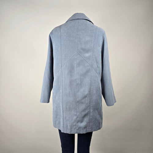 Vintage Marcona Blue Faux Suede Coat Size L – Button Front Jacket