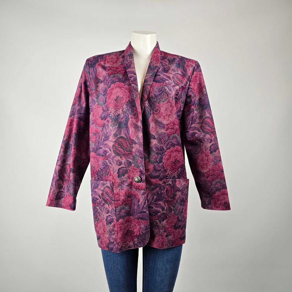 Vintage Purple Floral Tapestry Blazer Size M/L– Longline Statement Jacket