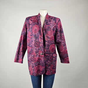 Vintage Purple Floral Tapestry Blazer Size M/L– Longline Statement Jacket