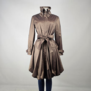 Samuel Dong Metallic Bronze Trench Coat Size S – Belted Statement Jacket