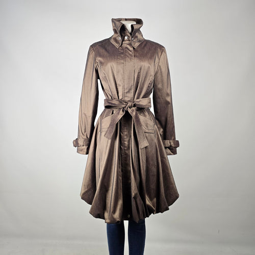 Samuel Dong Metallic Bronze Trench Coat Size S – Belted Statement Jacket