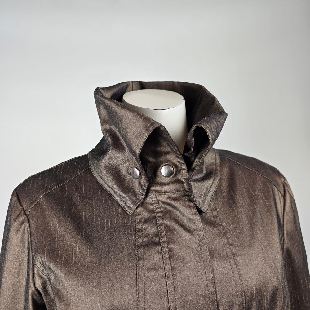 Samuel Dong Metallic Bronze Trench Coat Size S – Belted Statement Jacket