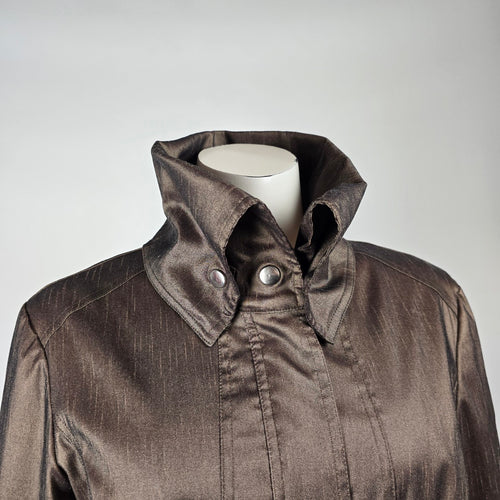 Samuel Dong Metallic Bronze Trench Coat Size S – Belted Statement Jacket