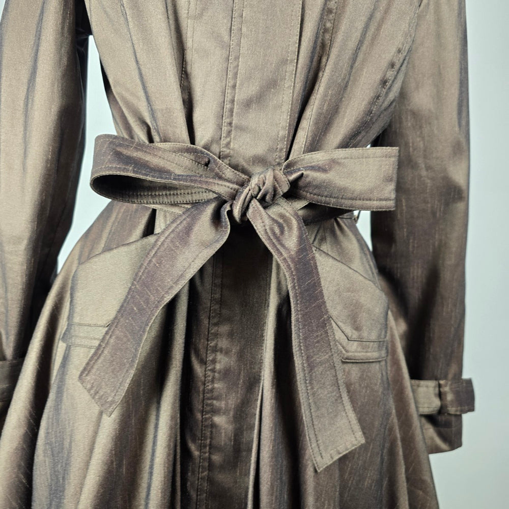 Samuel Dong Metallic Bronze Trench Coat Size S – Belted Statement Jacket