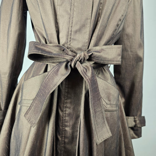 Samuel Dong Metallic Bronze Trench Coat Size S – Belted Statement Jacket