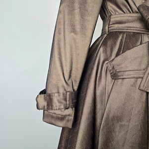 Samuel Dong Metallic Bronze Trench Coat Size S – Belted Statement Jacket