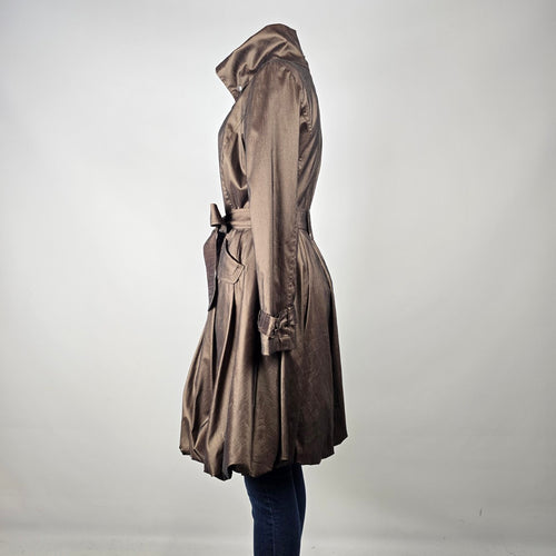 Samuel Dong Metallic Bronze Trench Coat Size S – Belted Statement Jacket