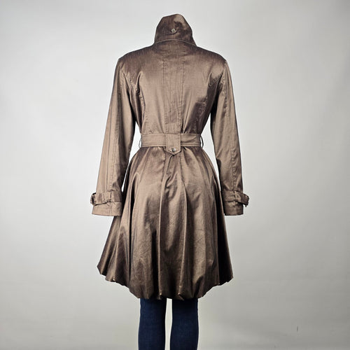 Samuel Dong Metallic Bronze Trench Coat Size S – Belted Statement Jacket