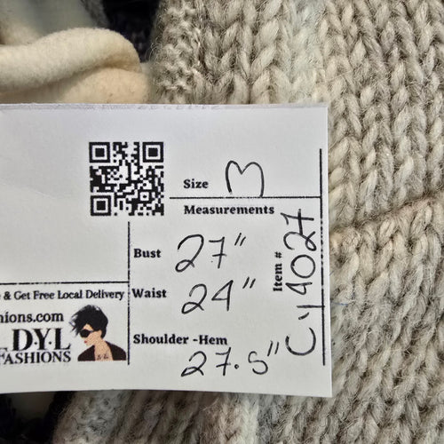 100% Wool Knit Hooded Jacket Made in Nepal – Fleece Lined Sweater Coat Size M
