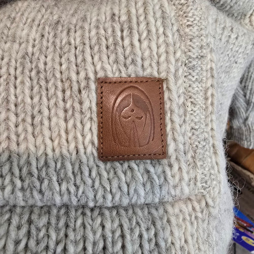 100% Wool Knit Hooded Jacket Made in Nepal – Fleece Lined Sweater Coat Size M